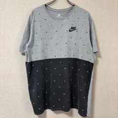 560 グレー NIKE 総柄 アメリカ古着 Tシャツ 大きい ツートーン