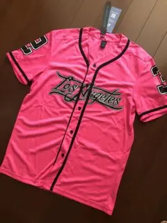 新品　ピンク ベースボールシャツ