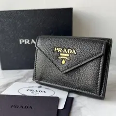 【新品未使用】PRADA プラダ✨リッチな折り財布✨財布 レザー ブラック