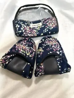 携帯用スリッパ花柄✨ポーチ付き授業参観などに