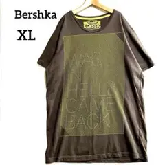 【ベルシュカ】 コットン メンズ 半袖Tシャツ 斜めストライプ柄 モカ色