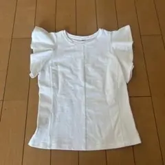 ホワイト ラッフルスリーブTシャツ ユニクロ