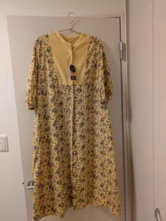 FOGY イエローフラワー柄 ロングワンピース M