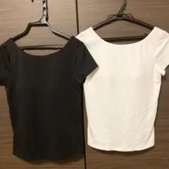 ユニクロ　エアリズムコットンローバックブラＴシャツ 白黒 ２枚セット Sサイズ