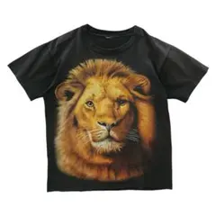 90s ビックプリント シングルステッチ Tシャツ アニマル ライオン