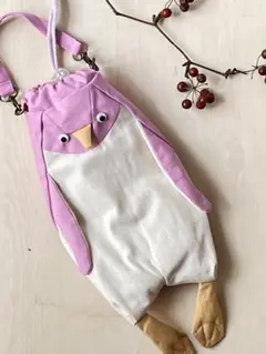ペンギン巾着　ペットボトルカバー　ピンク