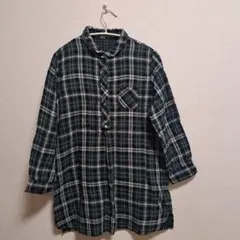 ノーブランド　グリーンチェック　チュニック　春夏秋