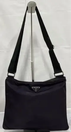 プラダ ショルダーバッグ サコッシュ ロゴプレート ナイロン パープル