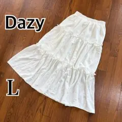 シーイン　Dazy ホワイト フレア　ティアードロングスカート　白　ホワイト