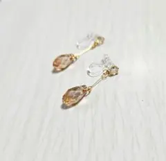 cream dot ネックレス&イヤリング セット ドロップ ブラウン