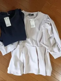 新品【coen】ペプラムブラウス2色セット　Mサイズ　NavyとGray