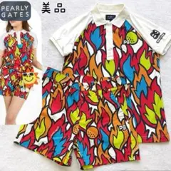 美品　近年　パーリーゲイツ セットアップ 　ポロシャツ　スカート　FIRE柄