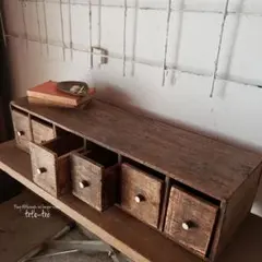 古材の6ドロワーズシェルフ*小引き出し収納*整理棚*ハンドメイド*プリミティブ
