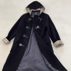 バーバリーロンドン ロングダッフルコート ノバチェック 160A ブラック