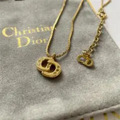 美品 クリスチャンディオール CD ロゴ ラインストーン ゴールド 刻印