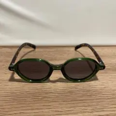 週末セール残り1日 新品 オーバルサングラス グリーン×ベッコウ柄