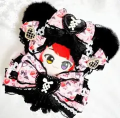 ちびぐるみ１２cmぬい服⭐ピンク×黒くまさん⭐着ぐるみ