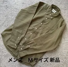 メンズ ファイバードライエンボスリブ長袖シャツカーキM新品