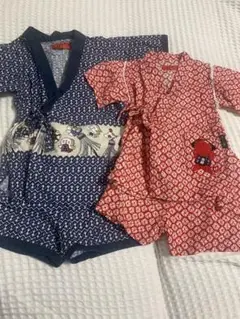 甚平　兄妹セット110サイズと90サイズ２枚セット　さるぼぼ