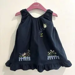 Couture karuizawa ネイビーハンドメイド刺繍ワンピース 2-4歳