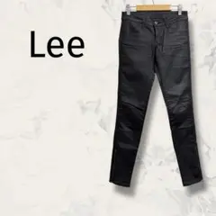 Lee リー スキニーパンツ 裾ファスナー 無地 光沢 牛革 カジュアル 薄手