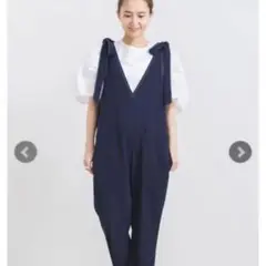 新品★★yori トリアセリボンサロペット ネイビー 36