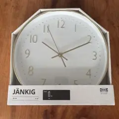 IKEA JÄNKIG 掛時計 30cm ホワイト/ゴールド