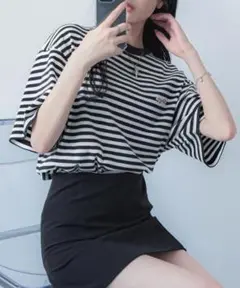 ペニーズ　ロゴワッペン　リブ　Tシャツ　M
