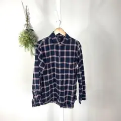 T01005 ユニクロ　シャツ　チェック　長袖　M 綿お買い得　セール　美品