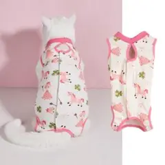 □Mサイズ　術後服　術後ウェア　女の子　ピンク　ペット　小型・中型向け