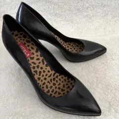 FURLA フルラ ブラック ポインテッドトゥ レインシューズ 24cm