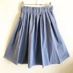 BLISS POINT 膝丈フレアスカート　水色 ウエストゴム　M【未使用】