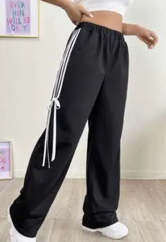 ブラック ジョガーパンツ サイドストライプ