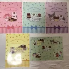 【新品】サンリオキャラクター×夏目友人帳ニャンコ先生⭐︎クリアファイル5枚セット