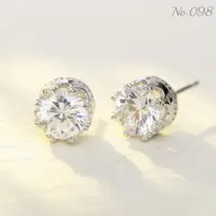 クラウン ジルコニア スタッド ピアス シルバー No.98