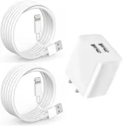 【新品】USB充電器2ポートACアダプタ1個&ケーブル2本
