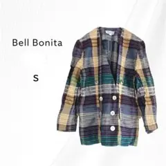 ◇ Bellbonita リネン　チェック柄　シャツジャケット　S　テーラード