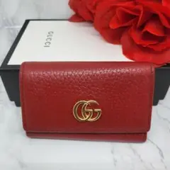 【美品】 GUCCI グッチ キーケース GG マーモント レッド 6連 赤