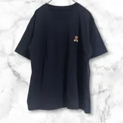 GRL 半袖Tシャツ　トップス　熊　シンプル　ネイビー　フリー　ワンポイント