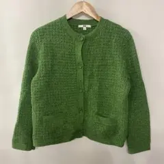 【ユニクロ】ニットショートジャケット グリーン　L