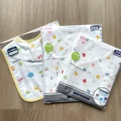 MIKI HOUSE 動物柄　短肌着　コンビ肌着　50-60cm ガーゼスタイ