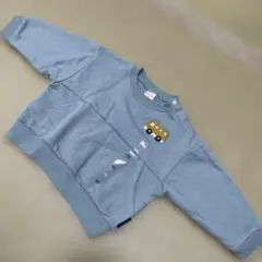 【新品】シンプルフリー　￼バス刺繍 グレー トレーナー 90