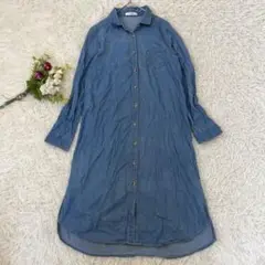〝Quelle chance〟デニムシャツワンピース　長袖　薄手　Lサイズ