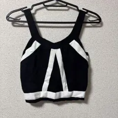 ストライプ クロップトップ ブラック＆ホワイト
