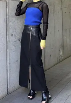 【美品】ムルーア　MURUA スリットナロー　レザー　スカート