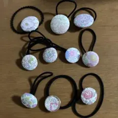 リバティくるみボタンヘアゴム　10個セット　ハンドメイド