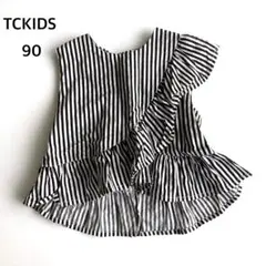 TCKIDS ストライプ フリルシャツ 90