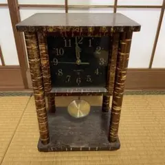 ※ジャンク※ 角館 樺細工 桜皮細工 時計 置時計 QUARTZ 電池式