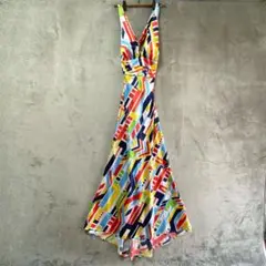 マキシワンピース 超ロング リゾートドレス カラフル アメリカ製 ストレッチ