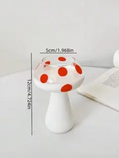 赤い水玉模様のキノコのグラス、かわいい水玉模様のキノコのミルク/コーヒーカップ